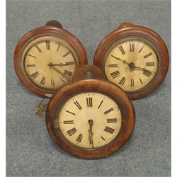  Three early 20th century postal alarm clocks with painted wooden dials  
