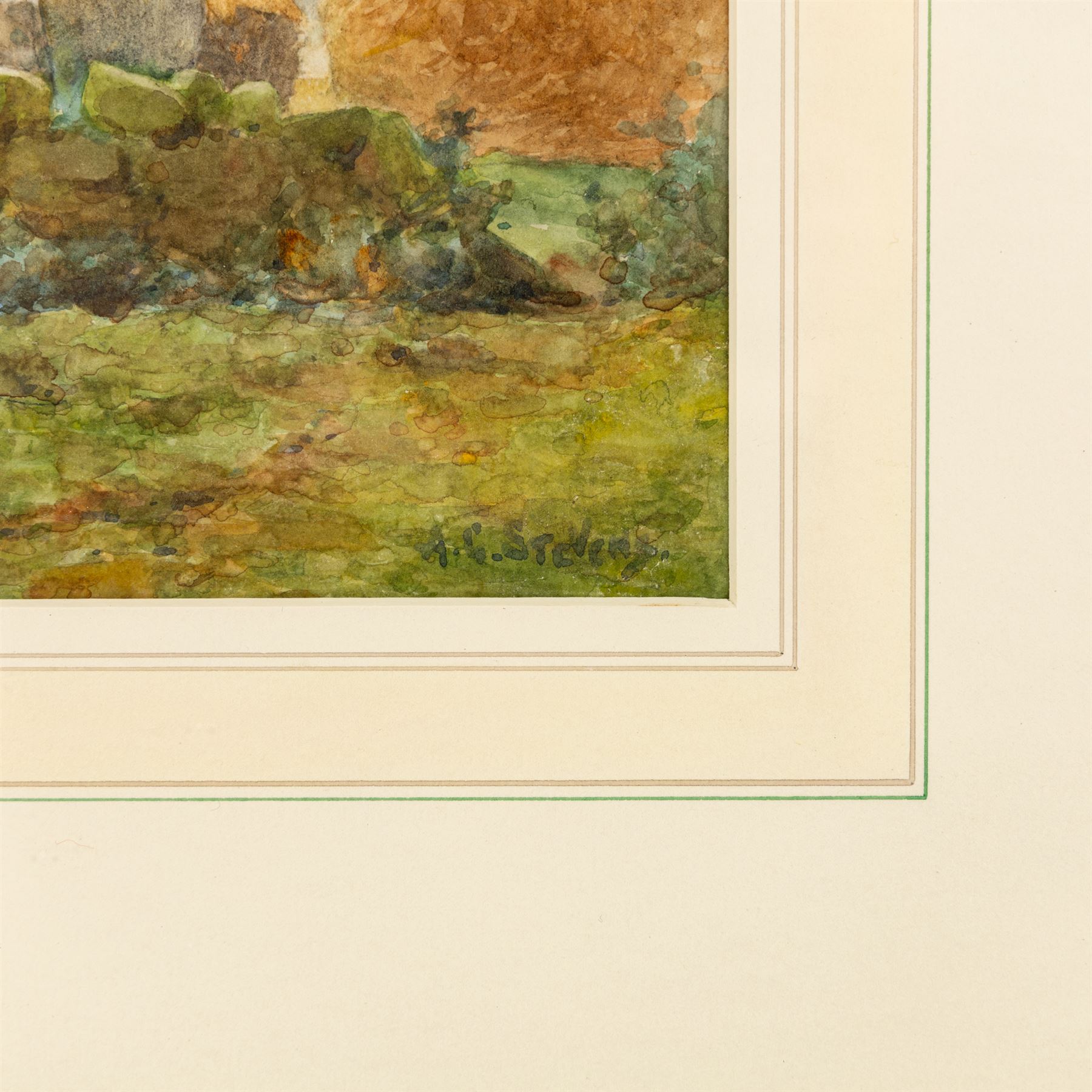 Albert George Stevens (Staithes Group 1863-1925): Young Girl Chasing Geese at Newton Mulgrave Farm, watercolour signed 26cm x 37cm 
Provenance: private collection, purchased David Duggleby Ltd 16th June 2023 Lot 290