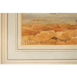 John Henry Mole (British 1814-1886): Fishing off the Northumberland Coast, watercolour signed and dated 1873, 17.5cm x 27.5cm
