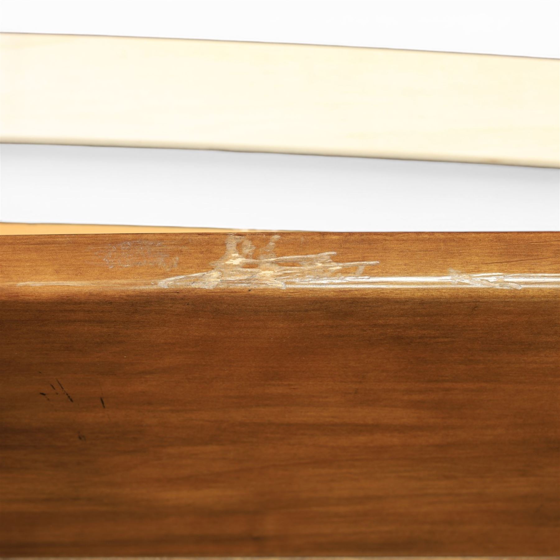 Willis & Gambier - French cherry sleigh bed, with scrolled headboard and shaped footboard, moulded frame on bracket feet, fitted with sprung wooden slats