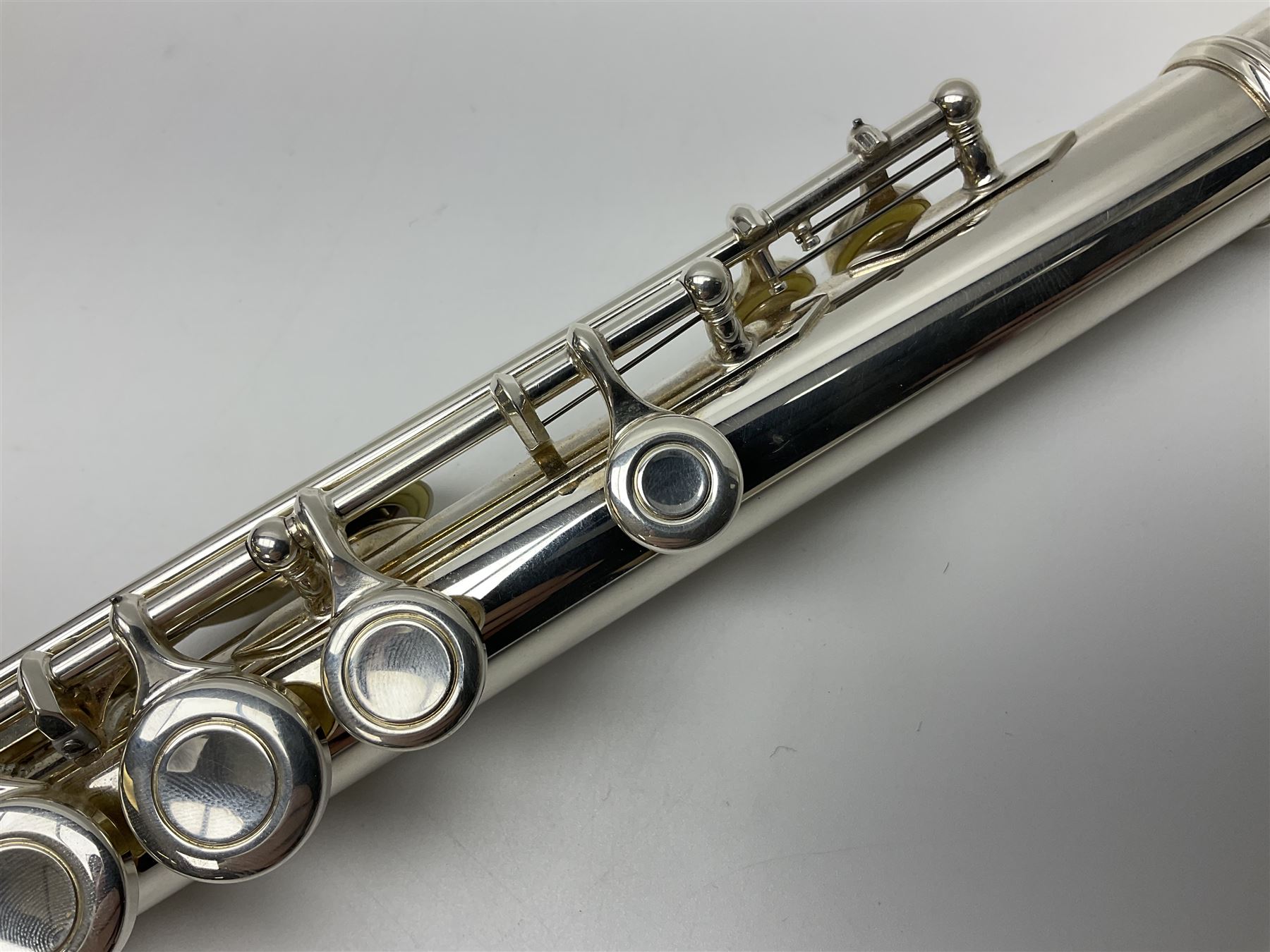 Yamaha 211, silver plated three-piece flute, serial no.844200; in fitted case with cleaning rod