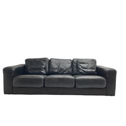 David Paine - 'Tennyson' three seat sofa, upholstered in soft black leather
