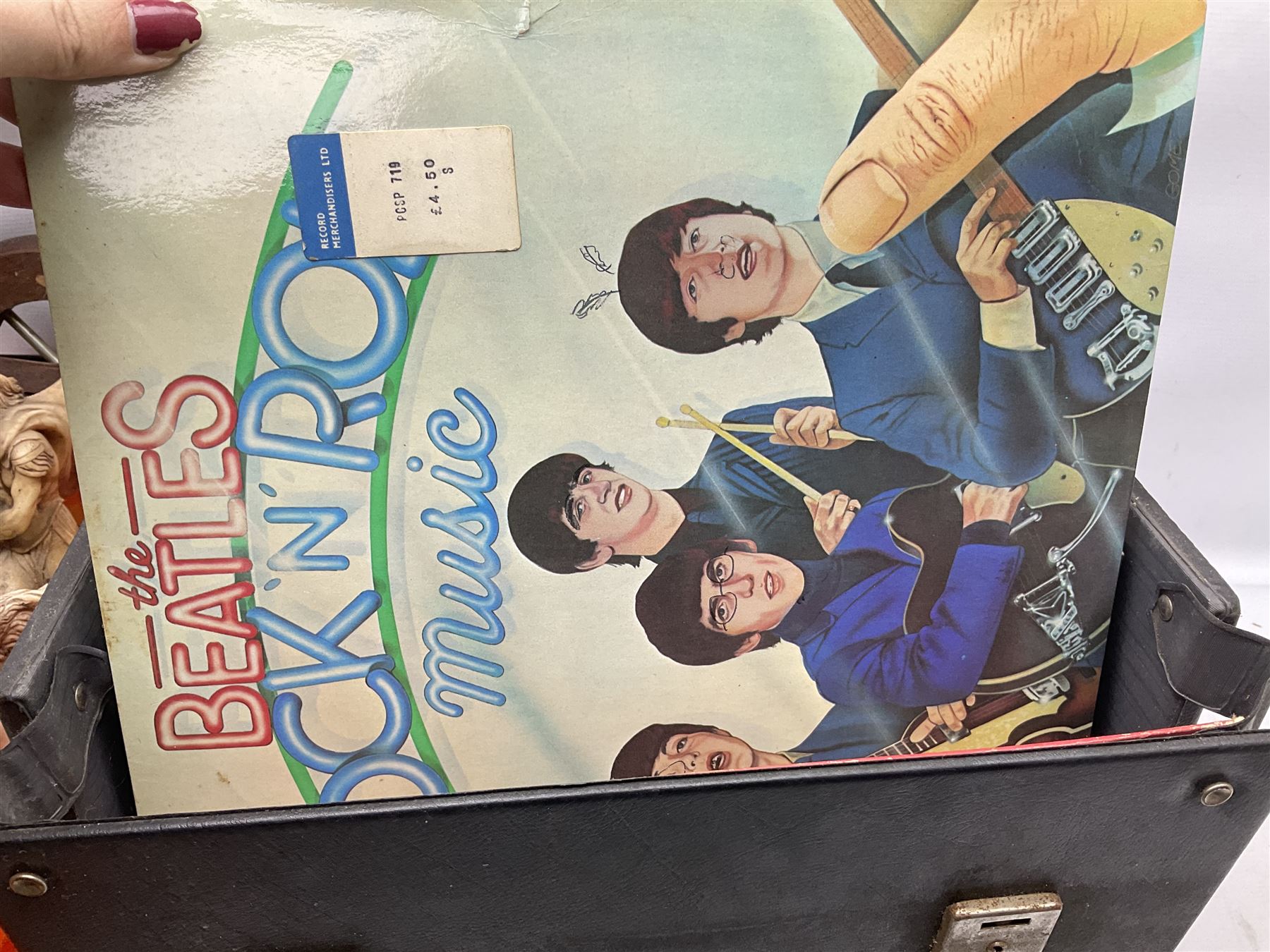 Composite figure of a Roman chariot, together with Olympia NK4040 camera, sewing machine and other collectables, in two boxes  