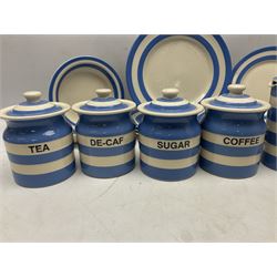 TG Green Cornish kitchen ware, to include coffee pot, pint milk jug, nine storage jars for various items, four dinner plates, etc (25)