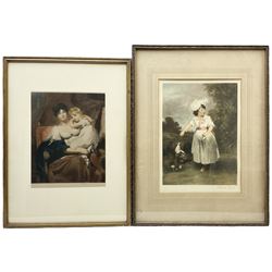 Norman Hirst (British 1862-1956) after Sir Thomas Lawrence R.A. (British 1769-1830): 'Lady Leitrim and Child', coloured mezzotint signed in pencil by the engraver together with Richard Smythe (British 1863-1934) after Sir Joshua Reynolds PRA (British 1723-1792): 'Lady Catherine Pelham Clinton', coloured mezzotint signed in pencil by the engraver each 40cm x 29cm (2)