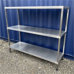 Stainless steel, three tier shelving unit  - THIS LOT IS TO BE COLLECTED BY APPOINTMENT FROM DUGGLEBY STORAGE, GREAT HILL, EASTFIELD, SCARBOROUGH, YO11 3TX