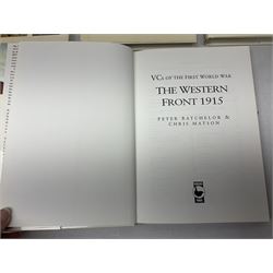 Nine reference books of Victoria Cross interest including four 'VCs of the First World War' series; Martin Ashcroft: Victoria Cross Heroes; John Laffin: British VCs of World War Two; Bryan Perrett: For Valour; Ann Clayton: Martin Leake Double VC; and John Percival: For Valour (9)