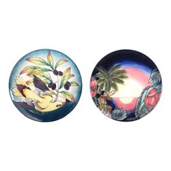 Moorcroft Ingleswood pattern plate, together with Birth of Light pattern plate, both with ...