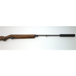 Webley and Scott 'Webley Omega' .22 air rifle for left handed user, break barrel action with fitted integral moderator L128cm overall