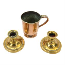 Copper kettle, together with other copper items and brassware 