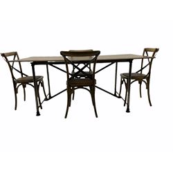 Barker & Stonehouse - oak and metal dining table and four x back dining chairs