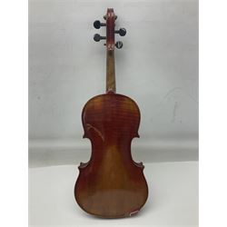 Saxony violin c1900 with 36cm two-piece maple back and ribs and spruce top; bears label 'Antonius Stradivarius Cremonensis Faciebat Anno 17**' L59cm overall; in carrying case