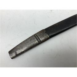 19th century Bayonet with 58cm fullered Yataghan shaped blade, stamped with anchor mark, with leather scabbard