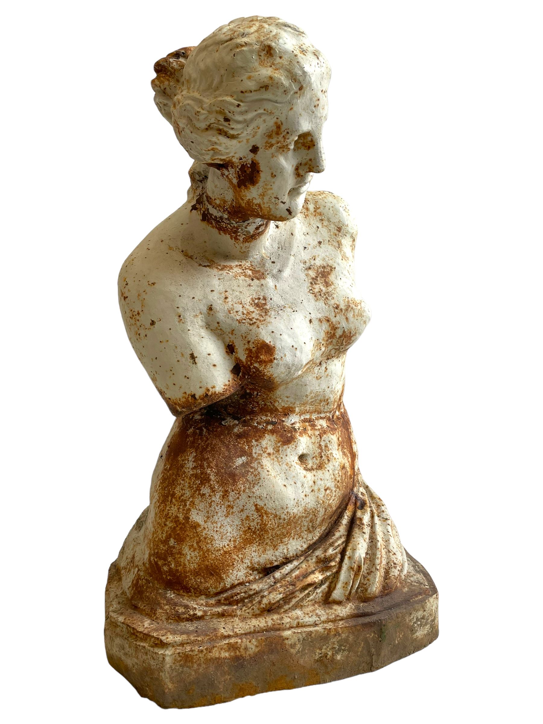 After Alexandros of Antioch - large cast iron figure of Venus de Milo or Aphrodite of Melos, depicting the torso and head