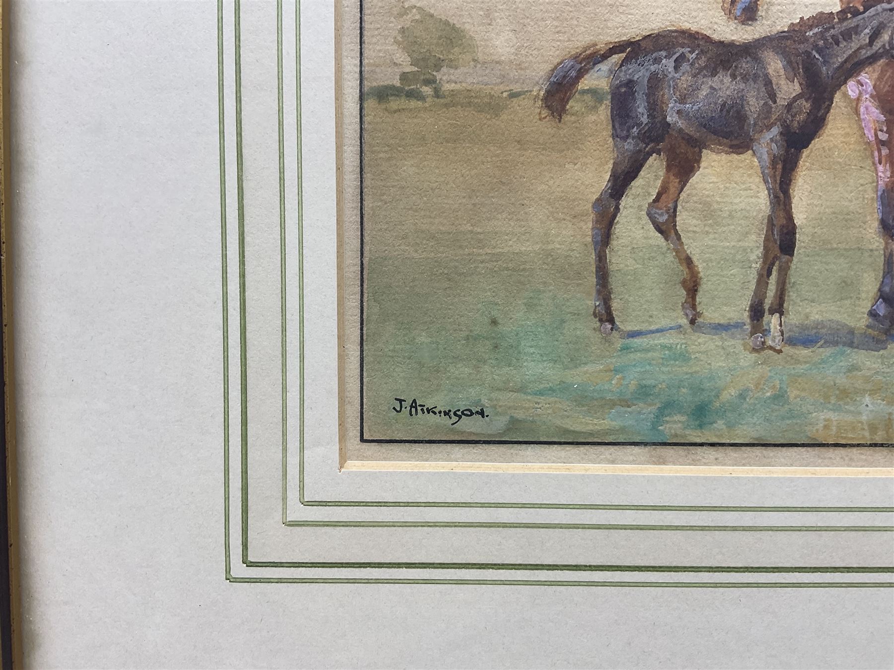 John Atkinson (Staithes Group 1863-1924): Mother and Foal, watercolour heightened with white signed 13.5cm x 20.5cm