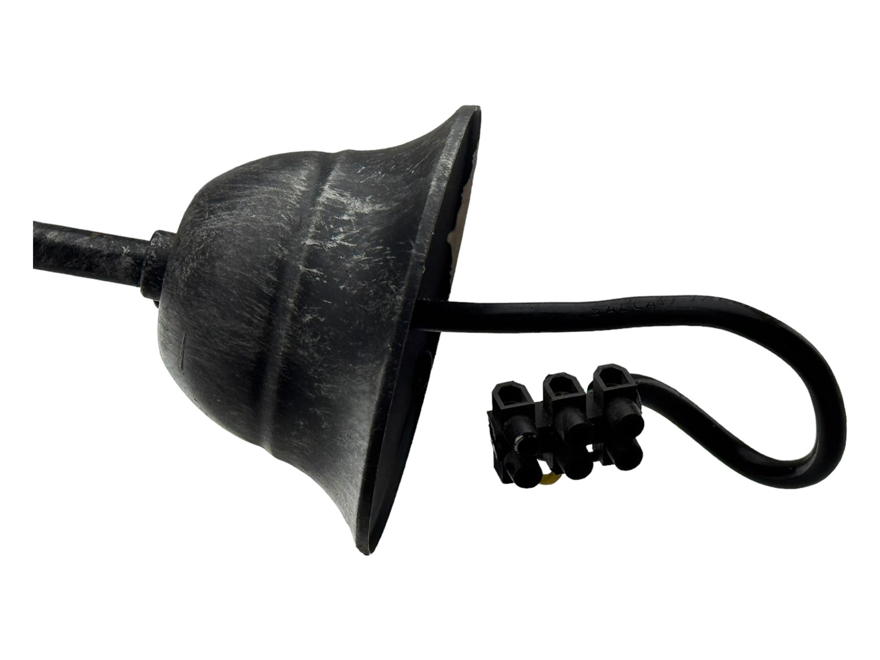 Collection of vintage and modern light fixtures, including copper pendant light, brass five-arm chandelier, hanging lantern and two small chandeliers with hanging faceted droplets (6)