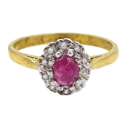 Silver-gilt ruby ring, stamped Sil