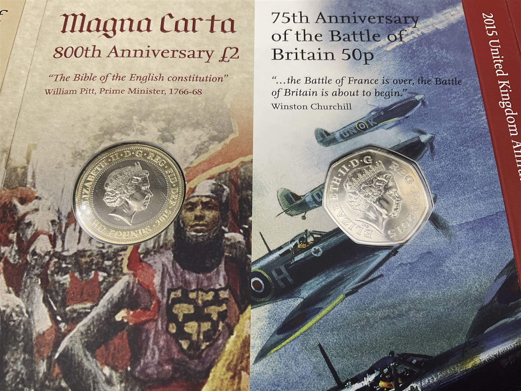 Two The Royal Mint United Kingdom Annual Coins Sets, dated 2015 and 2016, both in card folders with certificates