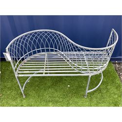 Grey finish metal kissing garden bench  - THIS LOT IS TO BE COLLECTED BY APPOINTMENT FROM DUGGLEBY STORAGE, GREAT HILL, EASTFIELD, SCARBOROUGH, YO11 3TX