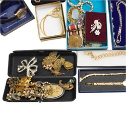 Silver fusee lever pocket watch, silver bangle and pair of silver garnet stud earrings, a large collection of costume jewellery and watches and a George VI Special Constabulary Faithful Service medal to John Dixon