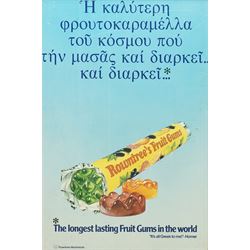 Original Rowntree Mackintosh (Rowntrees) advertising poster for Fruit Gums - 'The longest lasting Fruit Gums in the World' - 