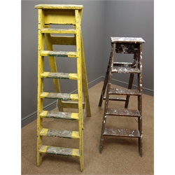  Two pairs of vintage painted step ladders, H115cm & H143cm  