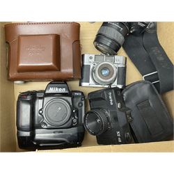 Large collection of cameras to include folding and SLR examples, including Rank Aldis, Agfa, Yashica, etc