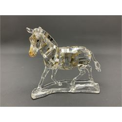 Swarovski Crsytal Society coloured animals, comprising zebra, giraffe and water buffalo, tallest H17.5cm