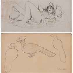 Attrib. Nina Hamnett (Welsh 1890-1956): Reclining Nude, ink on paper 17.5cm x 39cm; Rupert...
