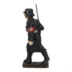 Elastolin DLV Standard Bearer together with DLV officer marching and Allgemeine SS man in greatcoat
