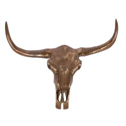 cast metal buffalo skull and horns, H54cm