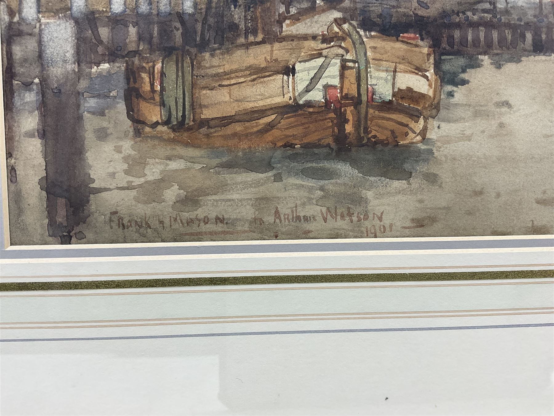 Frank Henry Mason (Staithes Group 1875-1965): 'On the Dutch Coast', watercolour signed and inscribed 'to Arthur Watson 1901', 17cm x 32cm 
Provenance: private collection, exh. Phillips & Sons, The Dower House, Cookham, October 1996, label verso