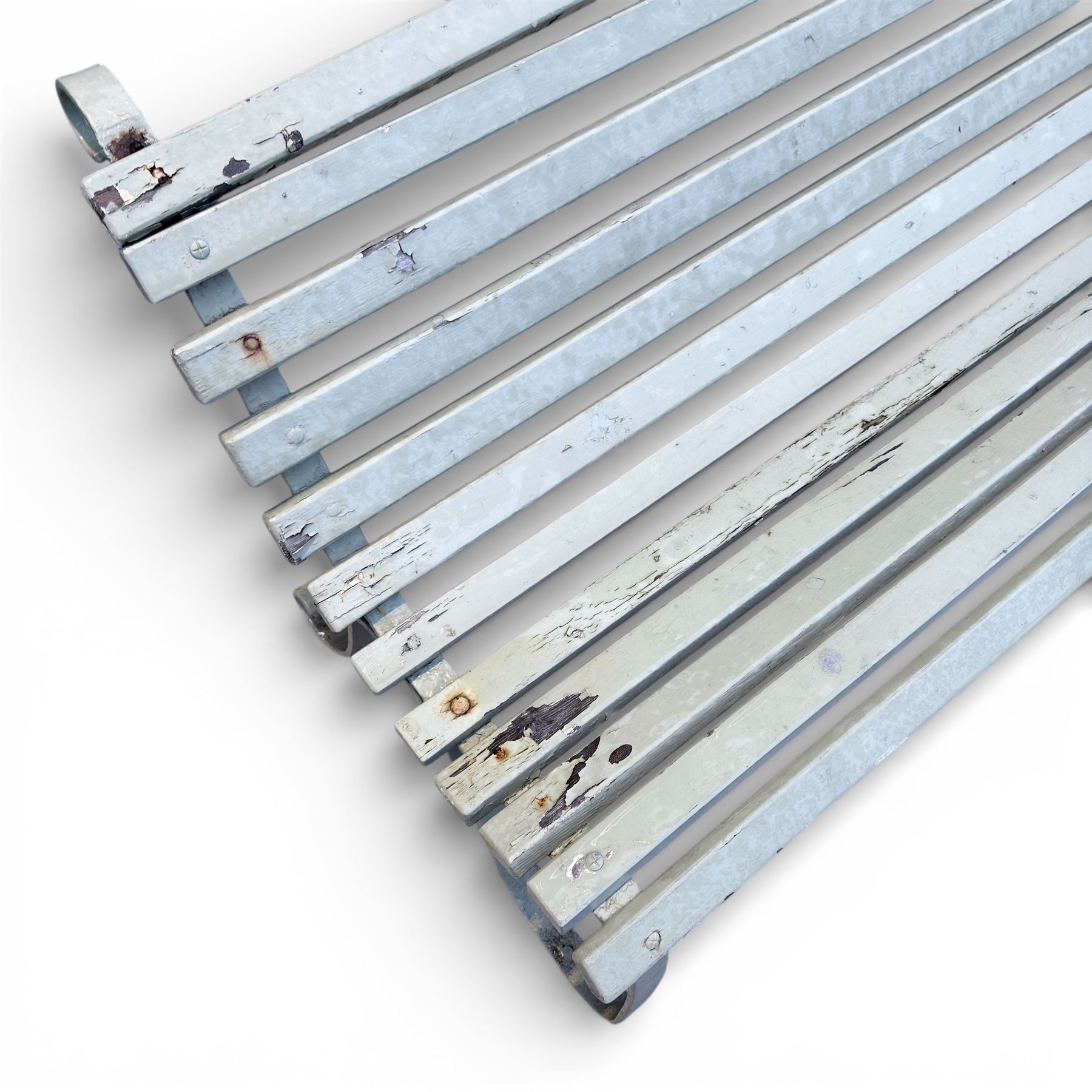 Metal and wood slatted garden bench