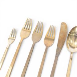 Quantity of bronzed cutlery, in the manner of Sigvard Bernadotte, stamped Scanline