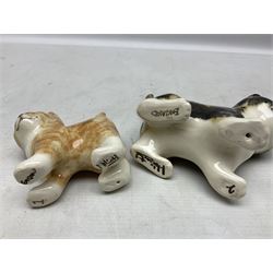 Two Winstanley figures of kittens, comprising tabby cat no 2 and ginger cat no 1, both with inset eyes and painted marks beneath, tallest H11cm