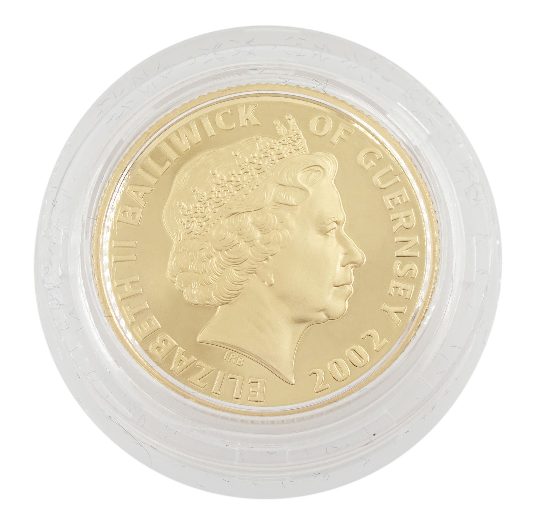 Queen Elizabeth II Bailiwick of Guernsey 2002 gold twenty-five pounds coin, cased with certificate