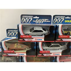 Corgi - The Ultimate Bond Collection - sixteen die-cast model vehicles from Goldfinger, Thunderball, Moonraker, Live and Let Die, A View to a Kill, For Your Eyes Only, Octopussy etc; all in window boxes (16)
