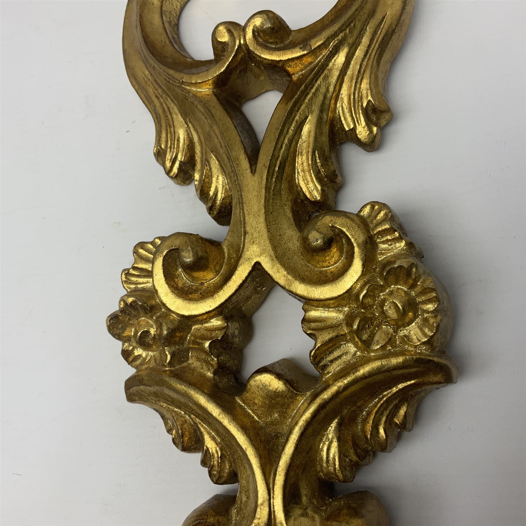 Pair of gilt wood single branch wall sconces, H40cm