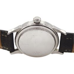 Tudor Oyster gentleman's stainless steel manual wind wristwatch, Ref. 4540,  on black leather strap