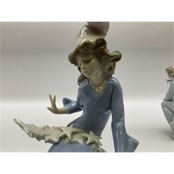 Lladro Star Bright Girl set, comprising Wishing on a Star no 1475, Starlight Starbright no 1476 and Stargazing  no 1477, all in original boxes, largest example H19cm