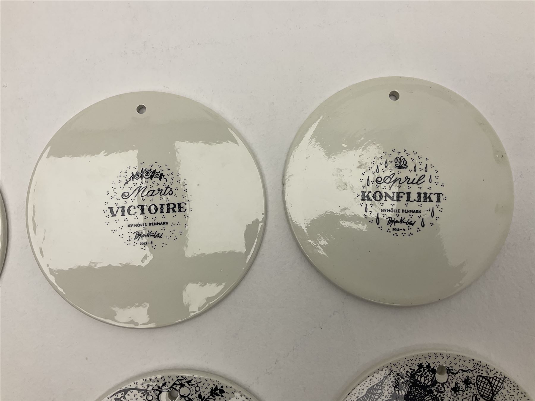 Bjorn Wiinblad for Nymolle Denmark set of twelve calendar wall plaques, D15cm