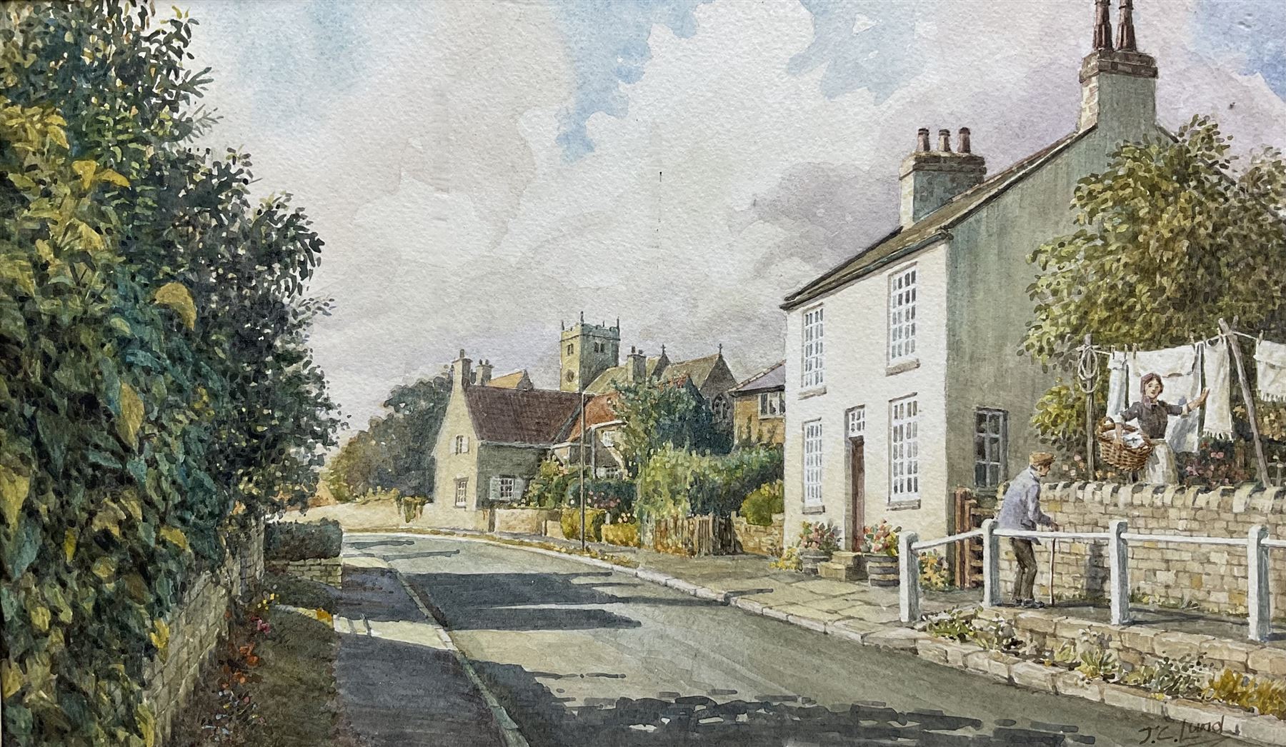 John Cecil Lund (British 1932-): 'Monday Morning - Walton' and 'Village Pond', two watercolours signed, titled on the mount, max 19cm x 32cm (2)