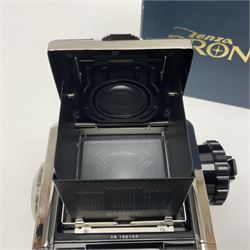 Bronica S2a, type 2 camera body, Serial no. CB152124, with 'Nikon NIKKOR-P 1:2.8 f=75mm' lens, serial no. 190143, in original box 