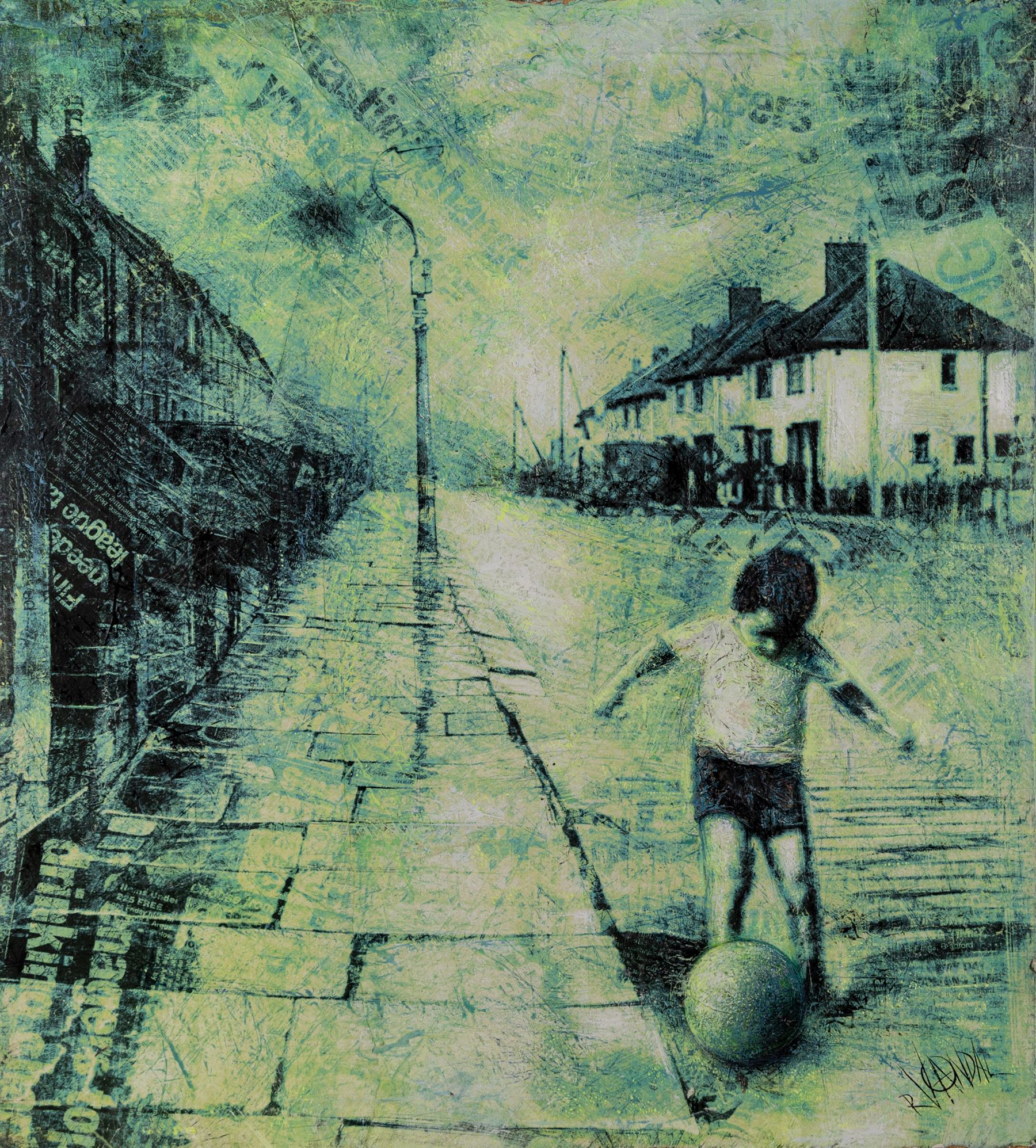 Rourke Van Dal (British 1969-): Dreams from the Gutter, mixed media on board laid on to pallet signed 68cm x 62cm (unframed)