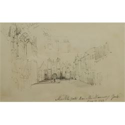 Henry Barlow Carter (British 1804-1868): 'Micklegate Bar and the Nunnery York', pencil sketch unsigned titled annotated and dated May 10 1848 in the artist's hand 11cm x 17.5cm