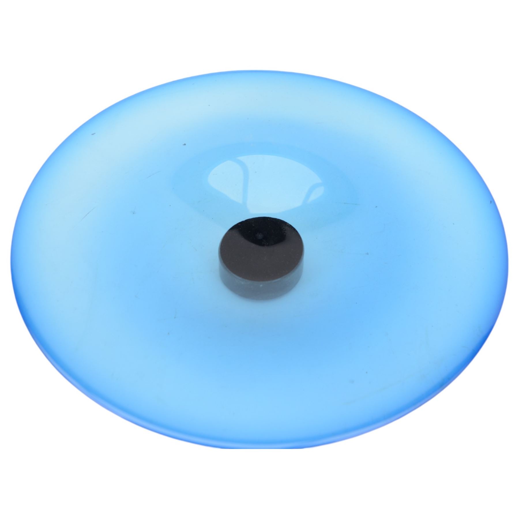 Gillies Jones Rosedale blue glass plateau raised on a short pedestal foot, signed and dated '92, D32cm