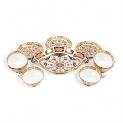 Royal Crown Derby imari patter 1128, six coffee cups and saucer, one side plate and oval t...