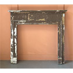 Edwardian pine and gesso fire surround in the Neoclassical style. H139cm, W153cm Aperture ...