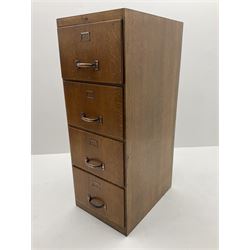 Vintage oak filing cabinet, fitted with four deep drawers 