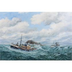Keith Baldock (Grimsby Contemporary): Steamer Black Watch at Sea, oil on canvas signed 50cm x 75cm 